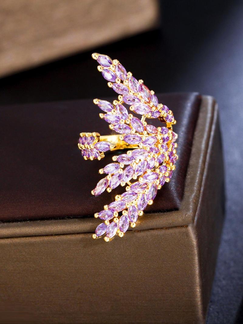 Product Introduction of Tree Branch Design Artificial Zircon Inlaid Cuff Ring, Fashion Accessories for Women, Trendy All-match & Exquisite Jewelry for Birthday Gift 5