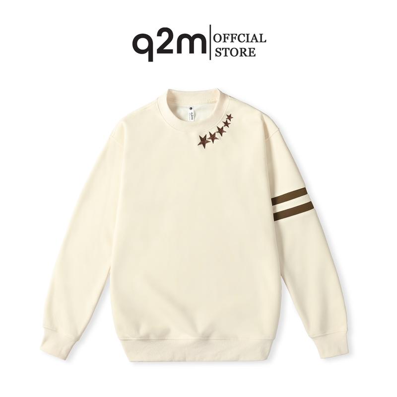 Áo Nỉ Nam thương hiệu q2m , Hai Màu Phối Hoạ Tiết thêu Sao đơn giản mã AN.12 2