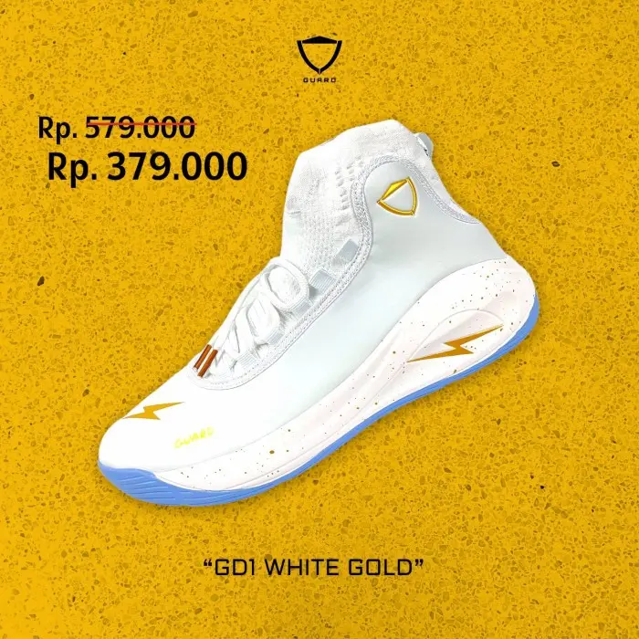 JAMINAN ASLI Sepatu basket original Guard GD 1 brand Indonesia - Putih, 43 BRL26 3