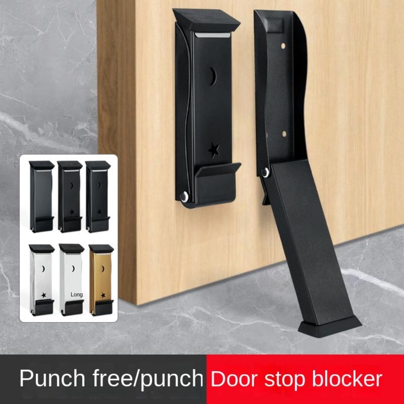 Product Introduction of New Stainless Steel Folding Door Stop Self Adhesive No Drilling Door Wedge Anti-collision Sound Dampening Door Holder Door 16