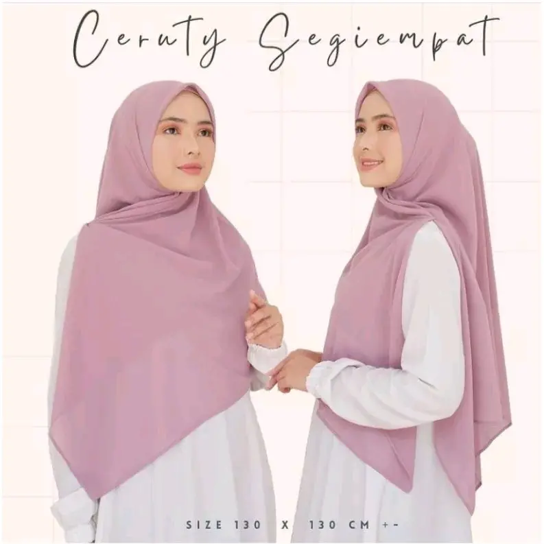 Hijab/ Kerudung segi empat Syari 130x130 Ceruty babydoll premium Cantik Nyaman Muslim Square Khimar