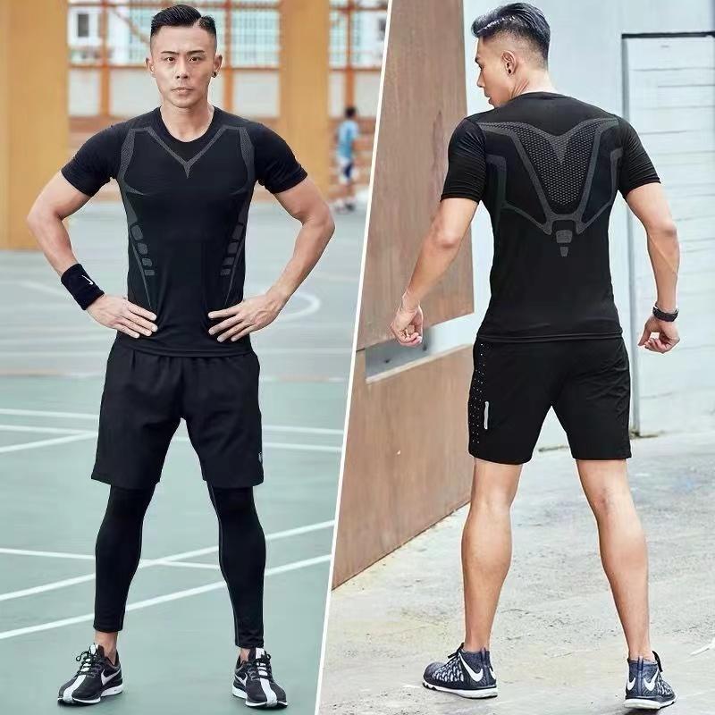 Áo Thun Nén, JOY, Dành Cho Nam, Thích Hợp Tập Gym, Thể Dục, Thể Thao, Nhanh Khô, Chạy Bộ, Chạy Bộ, Quần Bó Tập Luyện, Ngắn Tay, Phong Cách # 2811 1