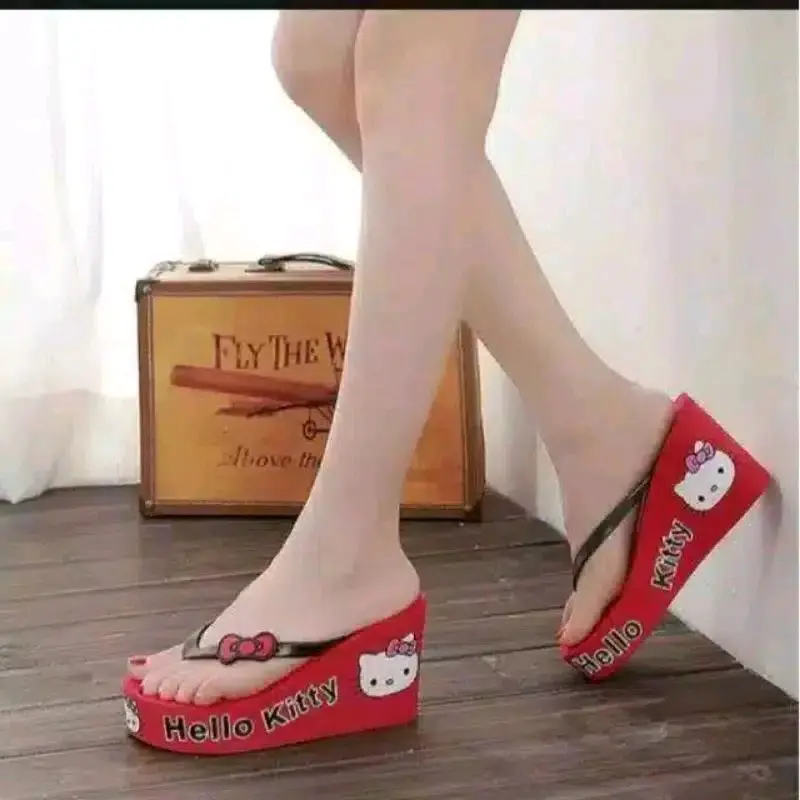 sandal wedges hello Kitty tinggi Kasual Wanita 4
