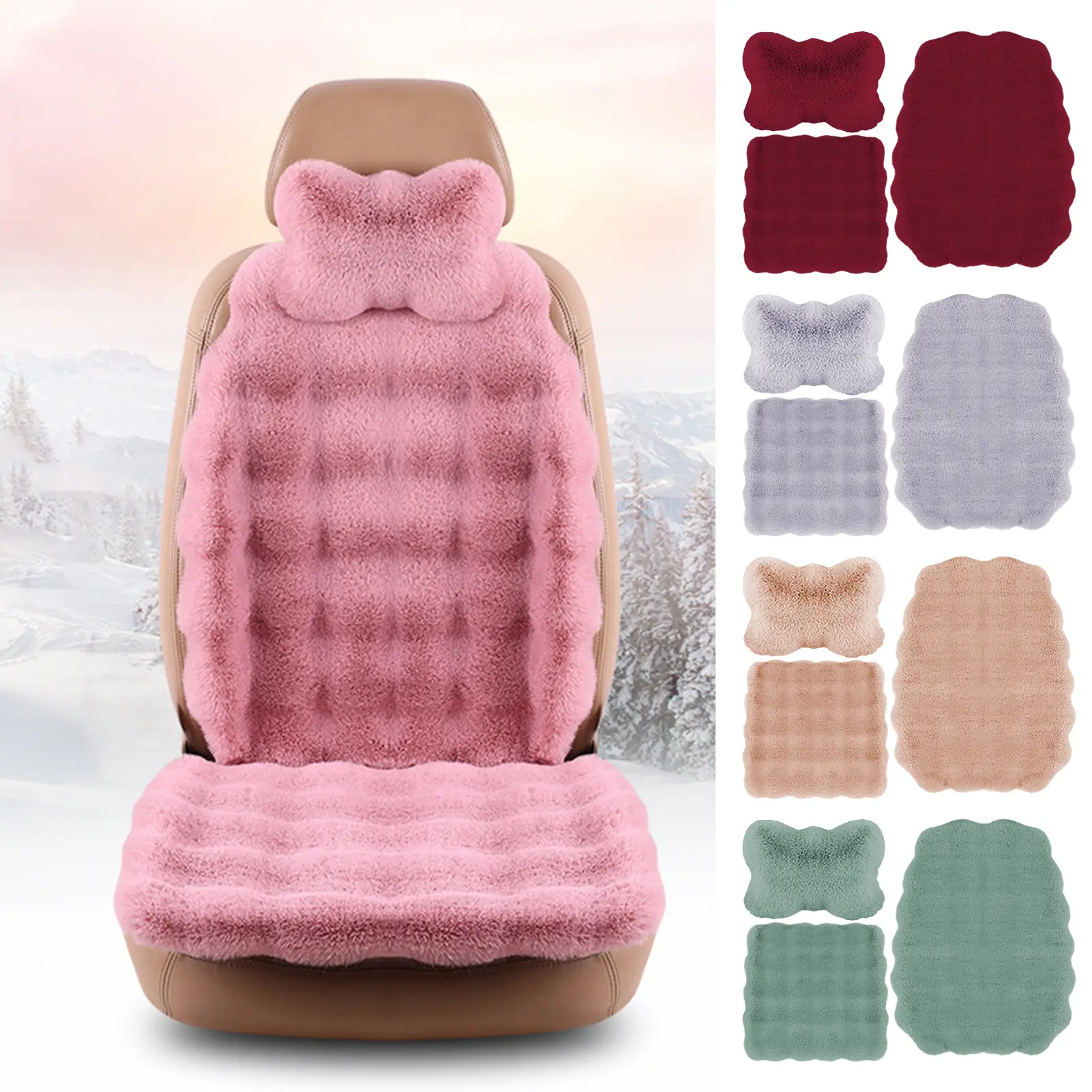 Thickened Plush Car Seat Cushion Soft Fluffy Warm Non-Slip Front And Back Seat Covers Protector for Most Car Seats