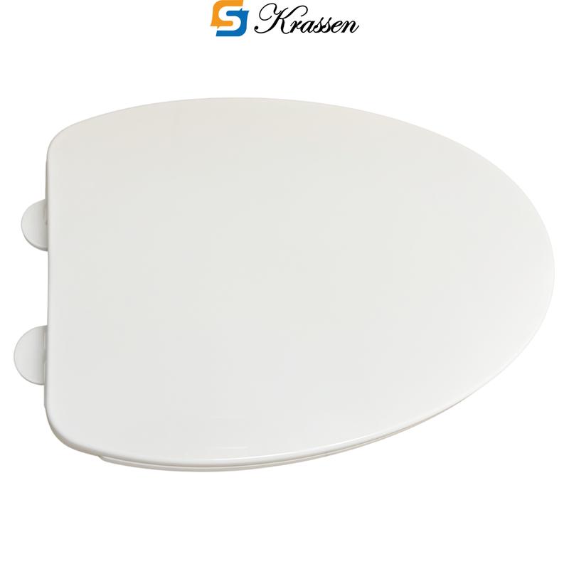 Product Introduction of <Mã KR.23> Nắp bồn cầu đóng êm KRASSEN làm từ nhựa PP cao cấp (màu Trắng sữa) hình mũi nhọn (chữ V) đa năng phù hợp với hầu hết bồn cầu một/hai khối 28