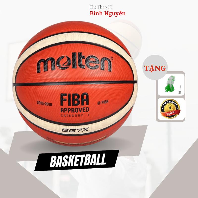 Bóng rổ Molten FIBA GG7X size 7 da PU chơi indoor outdoor TẶNG kim bơm + túi lưới banh đẹp bền bám tay tốt nhồi
