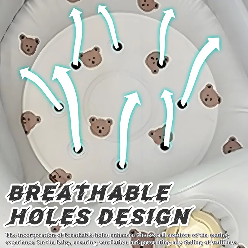 Bear Pattern Inflatable Baby Seat, Inflatable Baby Chair, Portable Toddler Chair, Baby Seat for Bathroom, Swimming Pool, Beach, Outdoor, Travel 5
