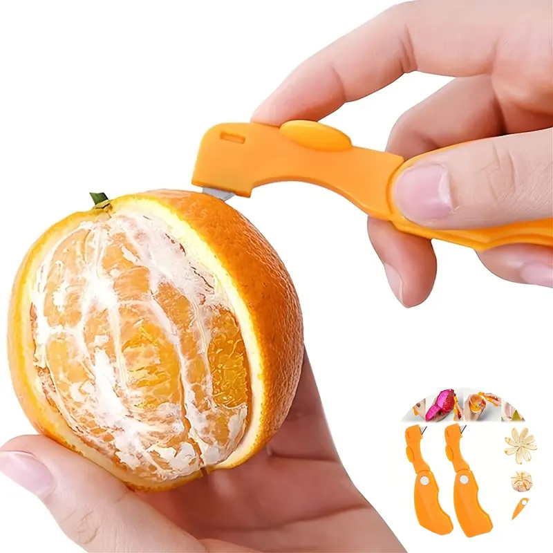 Dụng Cụ Gọt Vỏ Trái Cây, 1 Cái, Dụng Cụ Gọt Nhựa Đa Năng Gấp Gọn, Thích Hợp Cho Trái Cây Như Mơ, Chanh, Dứa, Xoài Và Chuối, Thiết Bị Gọt Vỏ Màu Cam Nhà Bếp Sáng Tạo 0