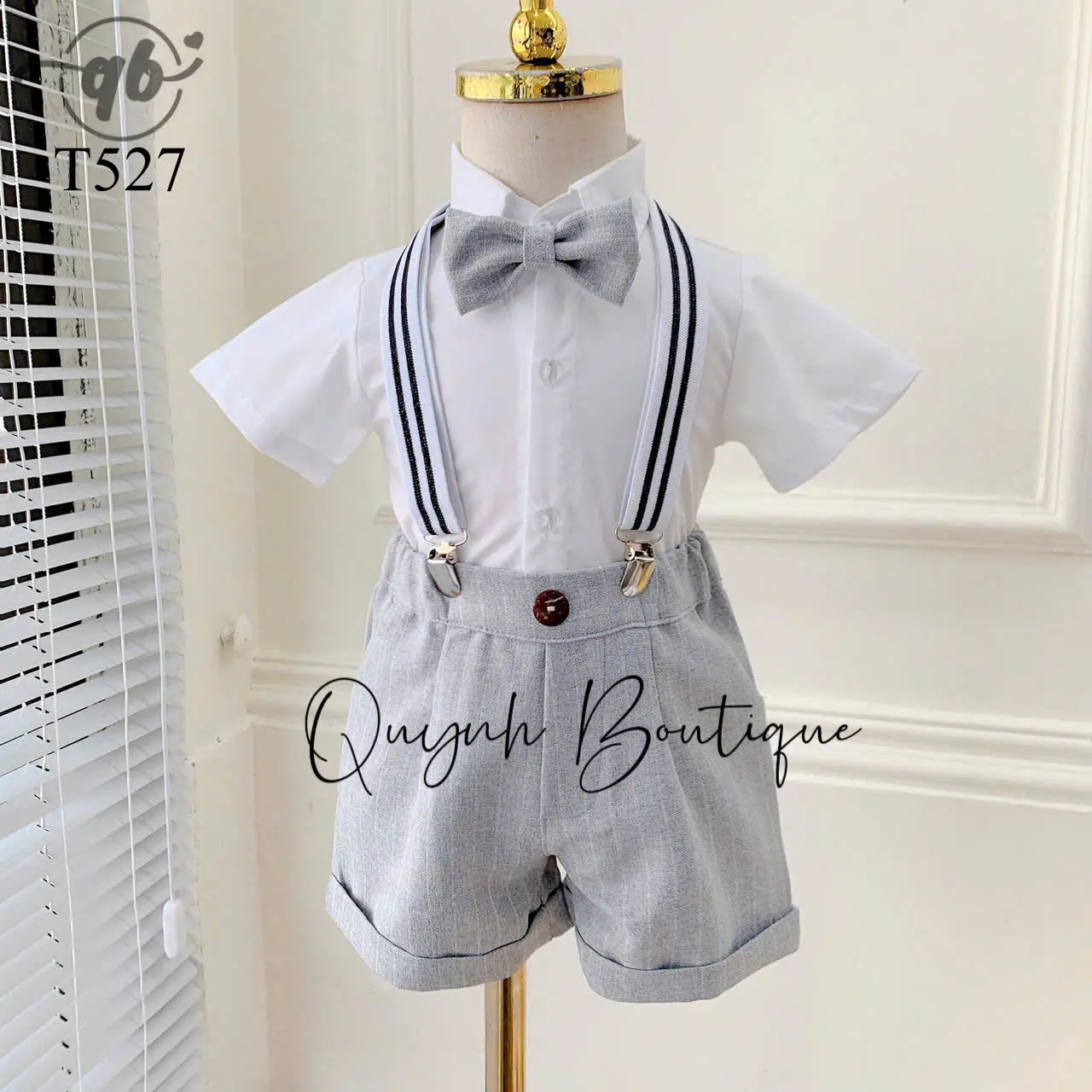 Set công tử quần xám sọc  quỳnh Boutique