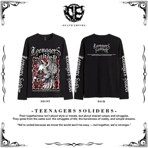 Kaos Longsleeve Netral Teenagers Soliders Model Lengan Panjang Casual Sablon Dtf Full Punggung Fashion Kalcer Metal Pria Wanita Distro Hitam Putih DEATH EMPIRE EC5