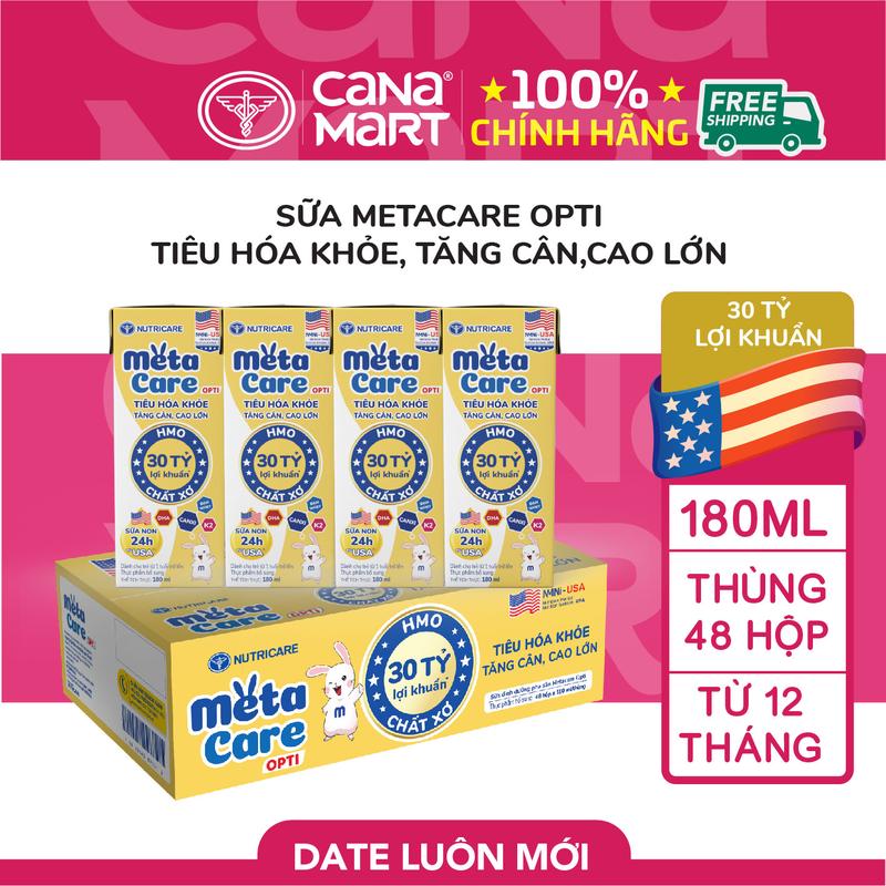 Sữa Nutricare Metacare Opti dinh dưỡng cho bé thấp còi 180ml bổ sung 30 tỷ lợi khuẩn Men Vi Sinh