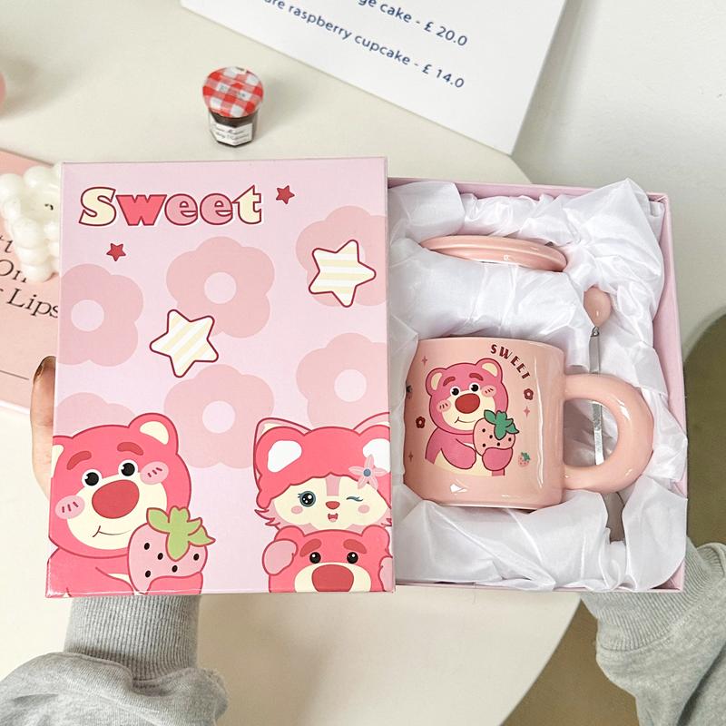 Product Introduction of quà tặng Ly sứ uống nước hình Gấu dâu 400ml quà tặng cho bạn Hộp quà cao cấp+túi CMX 02 1