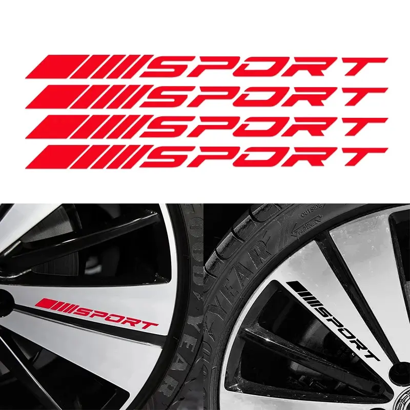 SPORT Car Wheel Hub Sticker Decoration Universal Reflective PVC