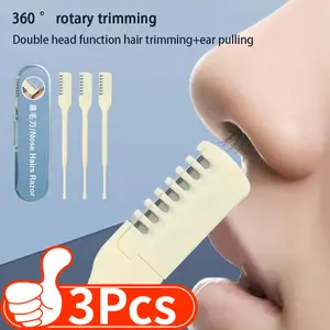 1/2/3set Pisau Pembersih Bulu Hidung Dua Sisi Manual Pemangkas Bulu Hidung Pemotong Bulu Hidung Putar 360 Derajat Gunting Pembersih Lubang Hidung