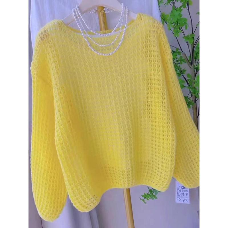 Áo Cánh Dệt Kim, Phong Cách Thường Ngày Mỏng Và Rỗng Dành Cho Phụ Nữ, Mùa Xuân Và Mùa Hè, Phong Cách Hàn Quốc Mới, Dáng Rộng Vừa Vặn, Phong Cách Phương Tây, Xuyên Thấu, Tay Áo Dài, Áo Chống Nắng Women Top 6