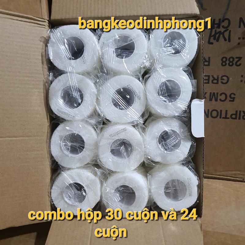 hộp 30 và 24 cuộn băng keo thể thao ,băng quấn cổ chân ,cổ tay bản 5cm băng  keo sunon