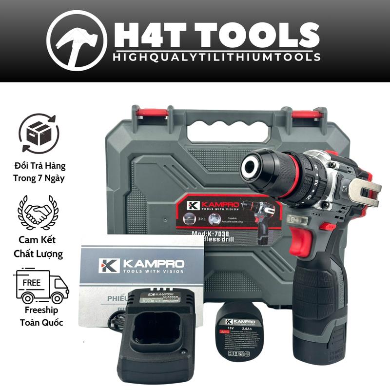 Máy Khoan Pin Kampro K-7038 3 Chức Năng Đầu Kẹp Autolock Động Cơ Không Chổi Than