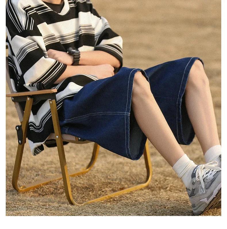 Product Introduction of American Style Vintage Denim Shorts Men's Loose Fit Straight Leg Casual Pants Trendy Brand Japanese Style City Boy 24