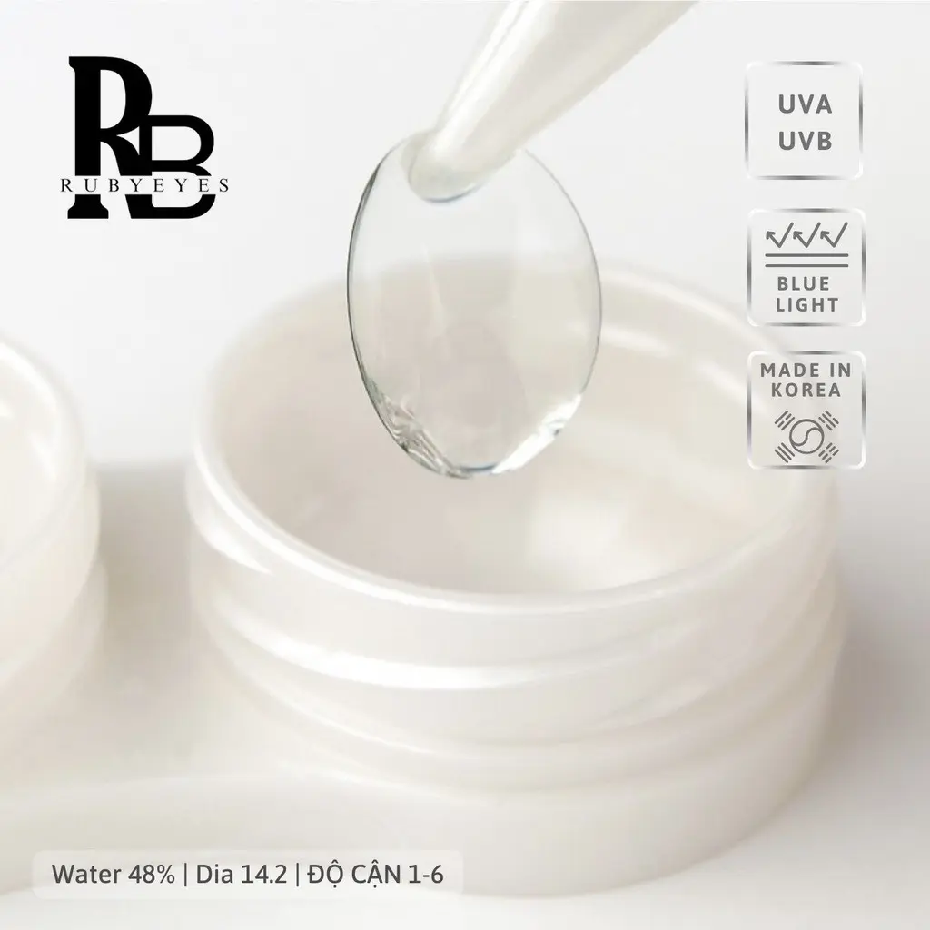 Lens Mắt Trong Suốt RUBYEYES (Độ Cận 1-6), Kính Áp Tròng Silicone Hydrogel Trong Suốt