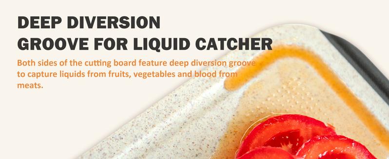 Product Introduction of 304 Stainless Steel Cutting Board for Kitchen, Double Sided Meat Cutting Board with Diversion Groove, Grater, Food-Grade Wheat Straw PP Material, Anti-slip, Easy to Clean 11