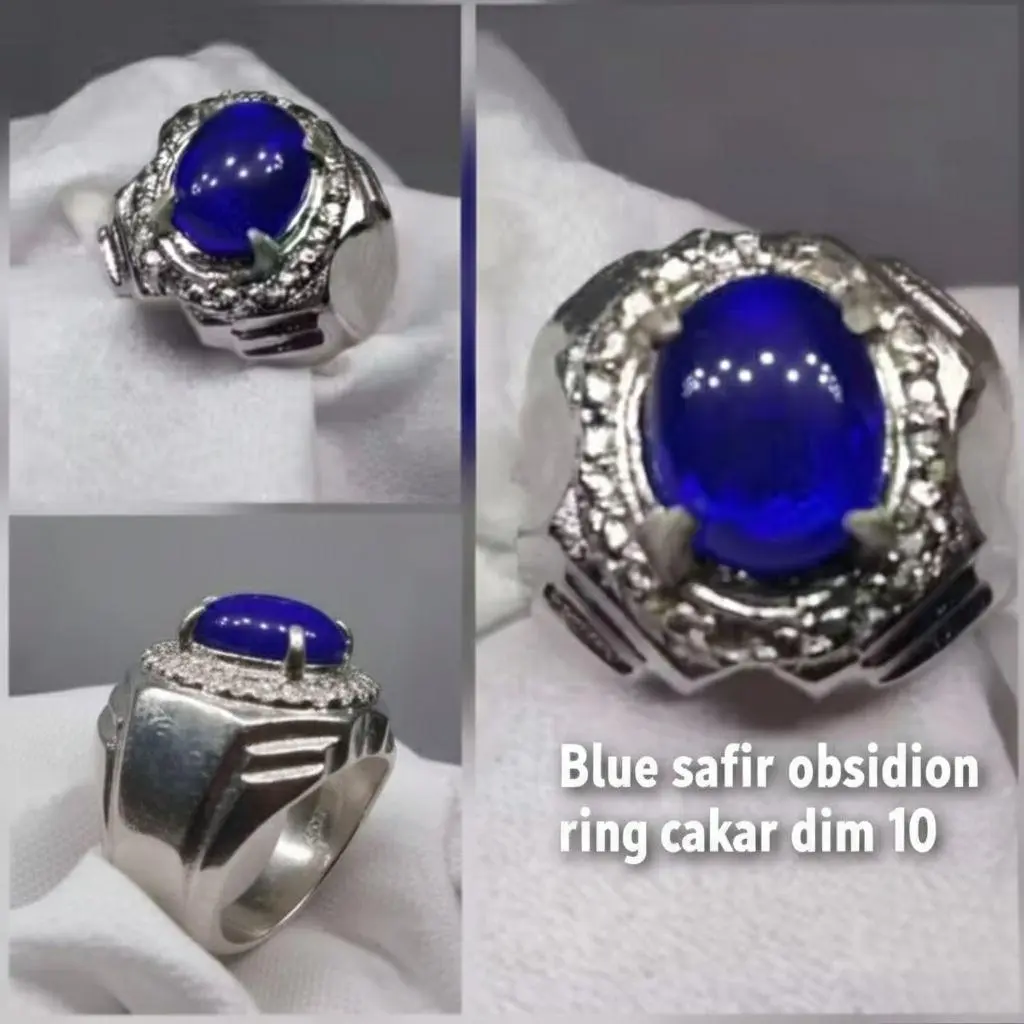 cincin batu blue safir dim 10 ring alpaka super obsidian