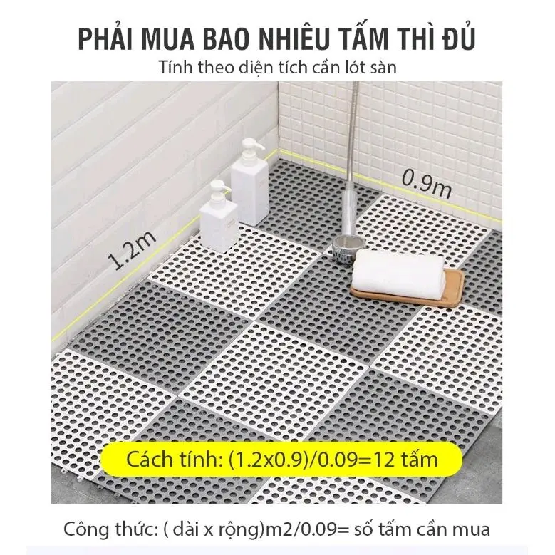 Thảm chống trơn nhà tắm nhà vệ sinh trượt lắp ghép tiện dụng, dùng cho các khu vực ẩm ướt chống trơn trượt. kt 30x30cm một tấm. 6