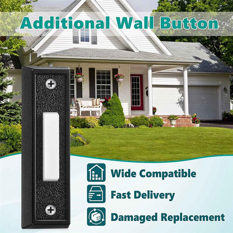 1PCS Wired Doorbell Button with LED Light, Replacement Of Doorbell Ring Button, Wall Mounted Door Opener Switch 6