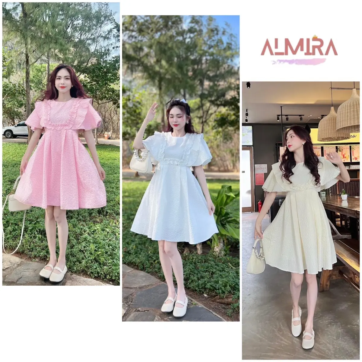 Váy Xốp Bèo Nguc Vuông Nhiều Màu