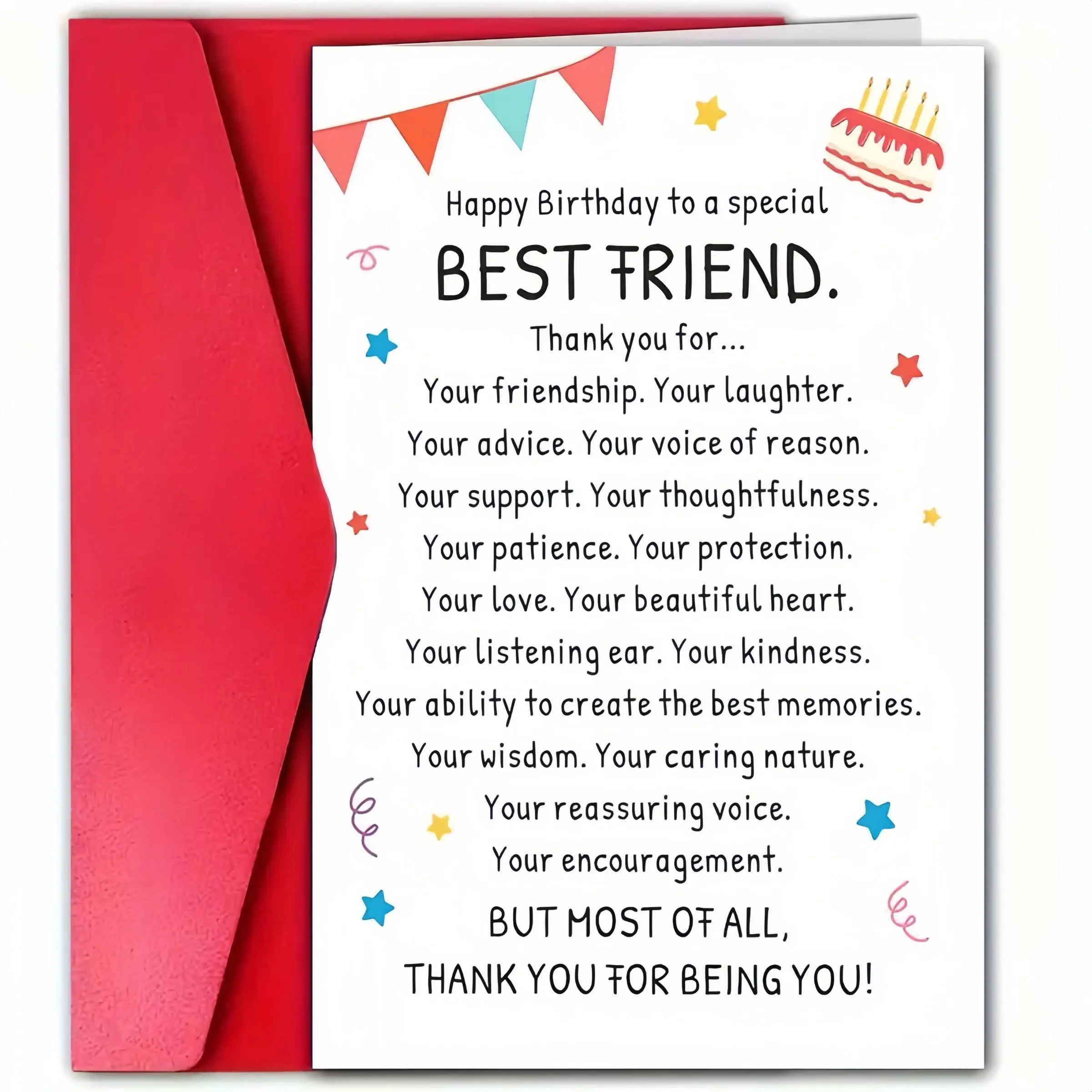 Funny Birthday Card with Envelope, 1 Count Best Friend Birthday Card, Birthday Gift for Friend, Greeting Card for Friend, Birthday Present