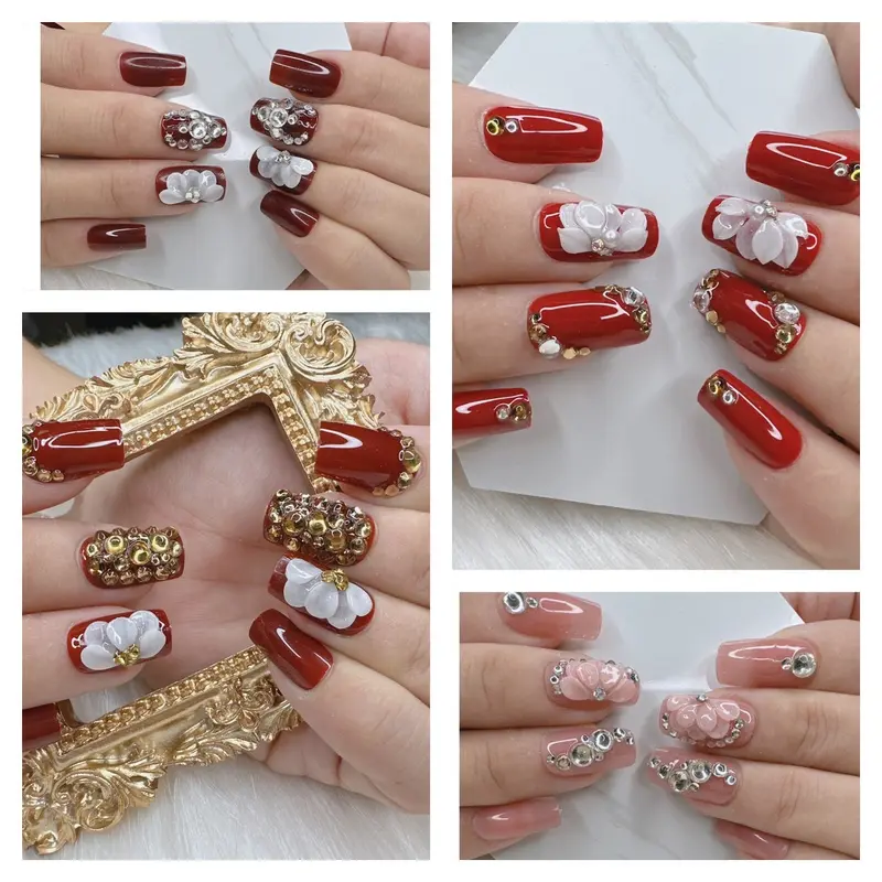 [Mã T] Tổng Hợp Mẫu Nail Box 24 Nail Có Kèm Keo Làm nail Nữ Women 0