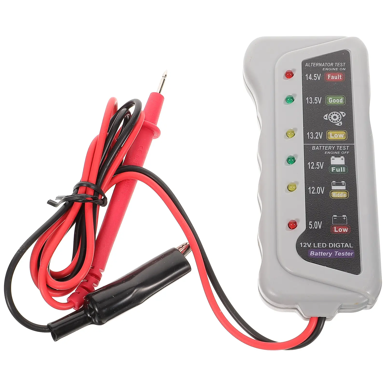 Battery Tester System Analyzer for Car Alternator Batteries Generator Charge 12X4.5cm Light Grey