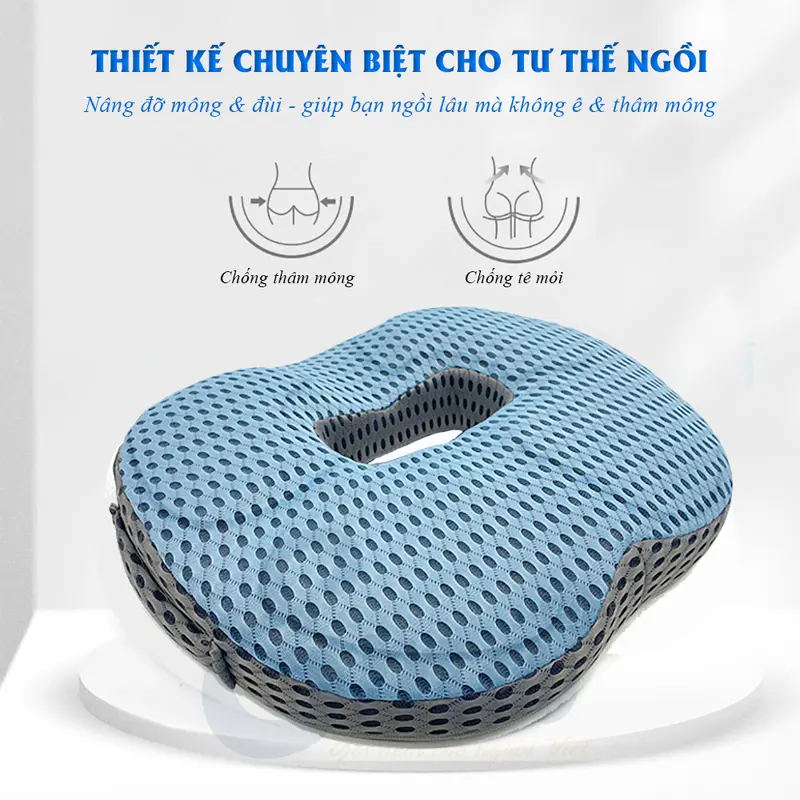 Đệm ngồi chống trĩ Ema thế hệ mới - Ruột cao su non đục lỗ thoáng khí, tạo tư thế ngồi thoải mái 5