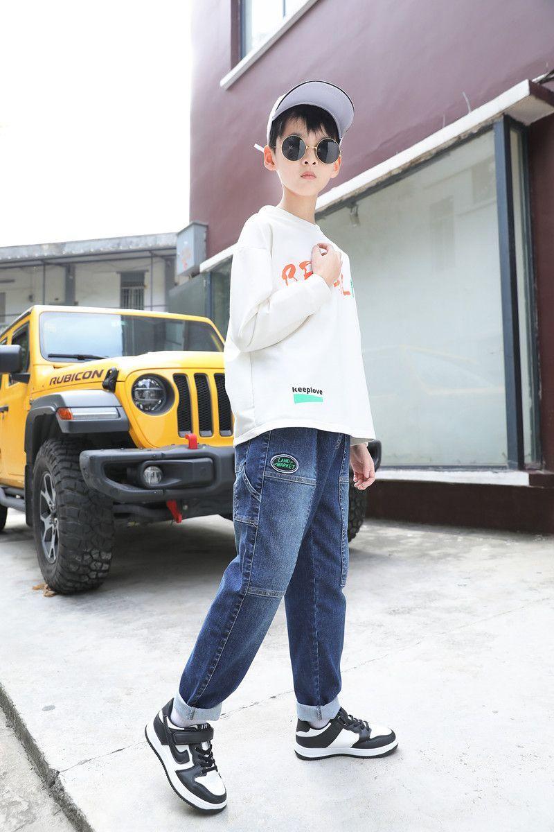 Product Introduction of Seluar Jeans Kanak-kanak, Gaya Korea Baru, Musim Bunga dan Musim Luruh Lelaki, Seluar Jeans Lurus, Sesuai untuk Kanak-kanak Kecil, Kanak-kanak dan Remaja, Seluar Fesyen, Rekaan Comel 4