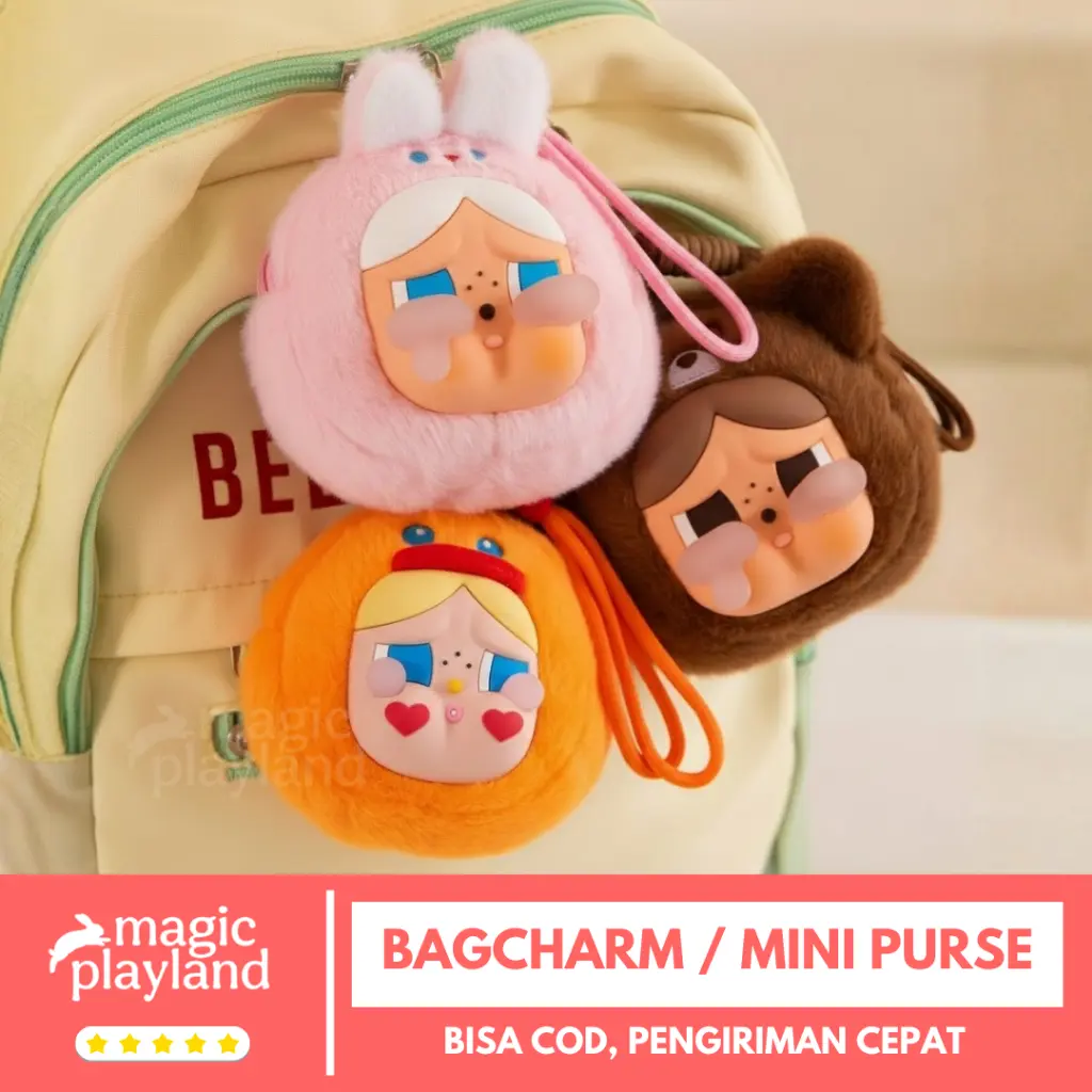 [READY] CRYBABY Bag Charm Plush Mini Purse Earphone Case Crying Again Gantungan Gift Vinyl Pink Cute