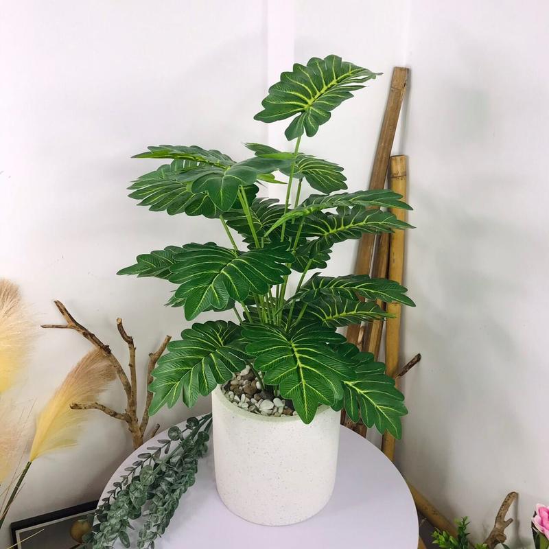 Cây Giả Trang Trí, Cây Cao 70cm Lên Chậu Cao 80cm Gồm 18 Nhánh Lá, Trang Trí Văn Phòng, Phòng Trang Trí Nhà Decor Bàn, Decor Không Gian Tươi Mát