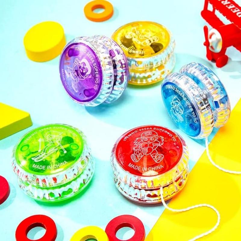 Light Up Yo Yo Ball Bulk, 3 Counts LED Responsive Ball, Colorful Plastic Responsive Bearing Ball for Birthday Carnival Prizes Party Favors, Random Colors 9
