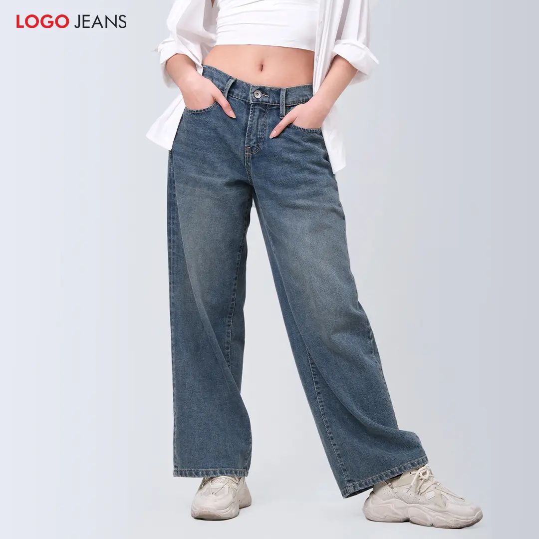 Logo Jeans Jeans Wanita Loose Fit J7 Series Medium Blue 43LJ7L3ML