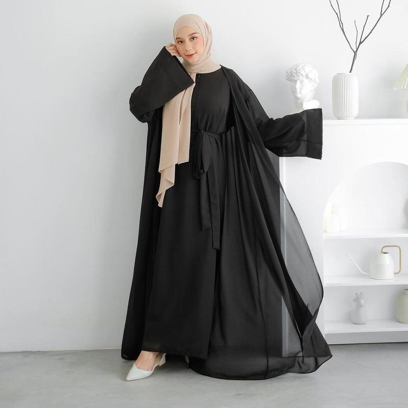 ABAYA TURKEY BAHAN CERUTY BABYDOLL Polos Dress Muslim 8