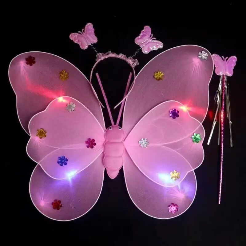 Đồ Chơi Cánh Bướm Phát Sáng Thiên Thần, Dành Cho Trẻ Em, Đồ Trang Trí Lưng, Đũa Phép Ma Thuật Cho Bé Gái, Váy Màu Hồng Công Chúa Cổ Tích 5