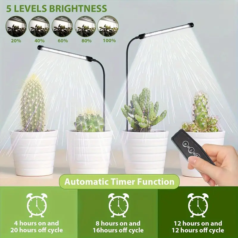 USB Powered Plant Growth Light, Full Spectrum Plant Growth Lamp with Auto Timer & Dimming Function, Suitable for Indoor Plants, Seeds, Succulents and Small Gardens 2