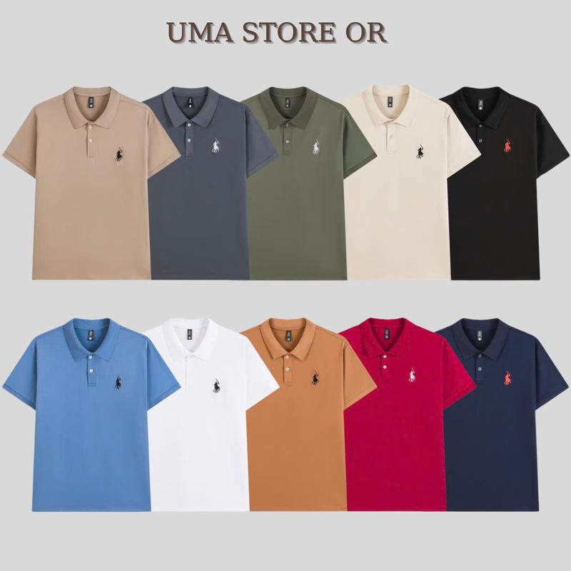 Combo 3 Áo Thun Polo Nam Nữ Uma Vải Cá Sấu Poly Hàn Thêu Hình Ngựa UMAPL3