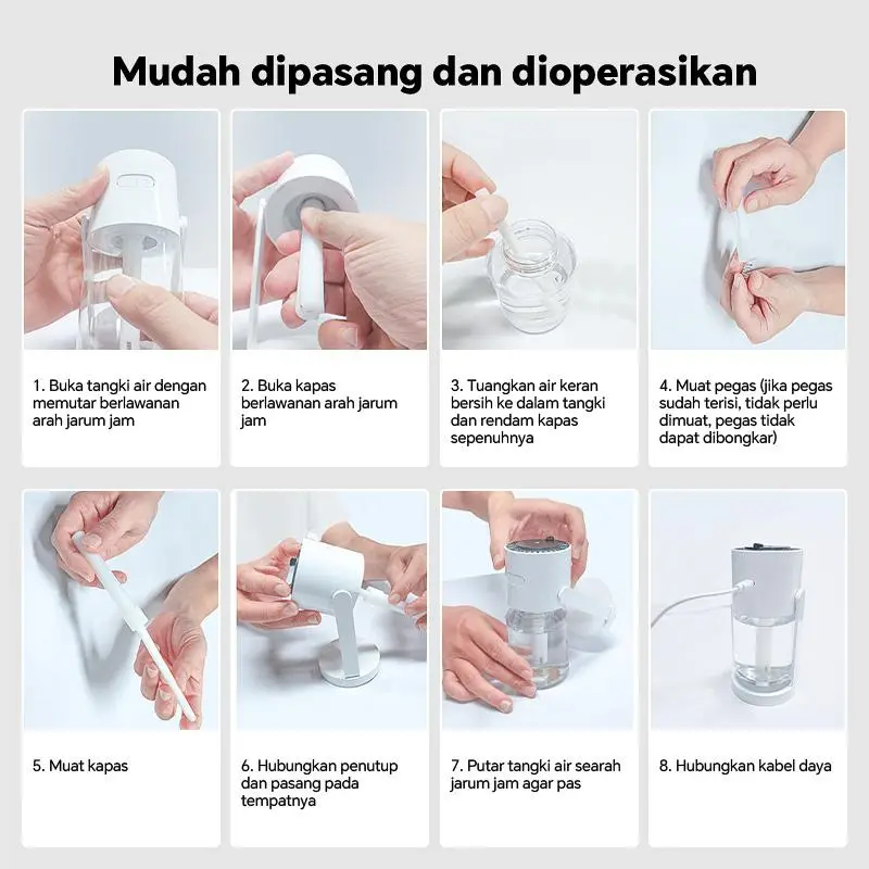 【2 in 1】280ml Pelembab proyeksi bintang yang dapat diputar lampu atmosfer diffuser pembersih udara semprotan aromaterapi garansi satu tahun 7