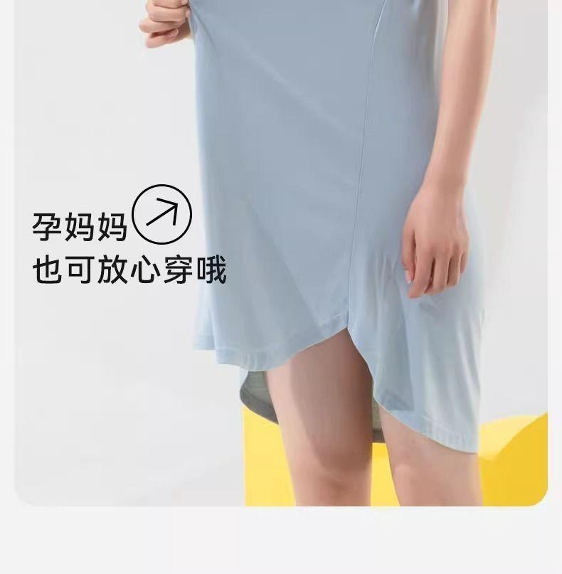 Product Introduction of 2025 [Store Hot Sale] Ice Silk Pajamas for Women Summer New Sleep Dress with Chest Pad Integrated Ice Silk Short Sleeve Maternity Loungewear for Outdoor Wear 21
