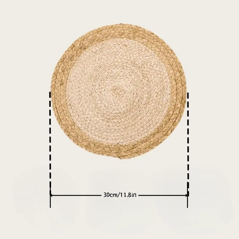 Round Woven Placemat, 1/2 Counts Boho Style Coaster, Heat Resistant Placemat, Table Decoration Supplies for Home Kitchen Dining Room 1
