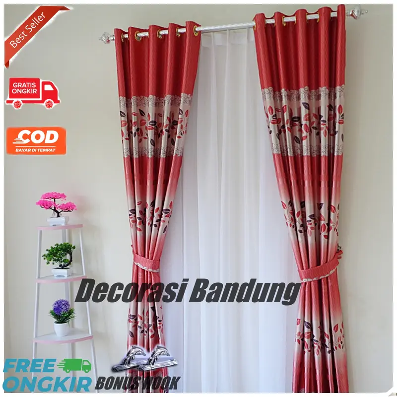 Gorden Pintu Kamar Tidur Aesthetic Blackout Import Printing Hijau Model Smokring 8