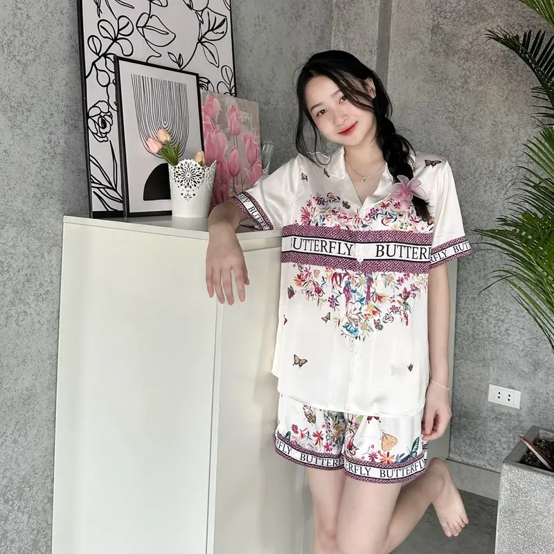 Pijama cánh Bướm Buterfly lụa Satin dành cho Nữ  - Cộc đùi Women 4