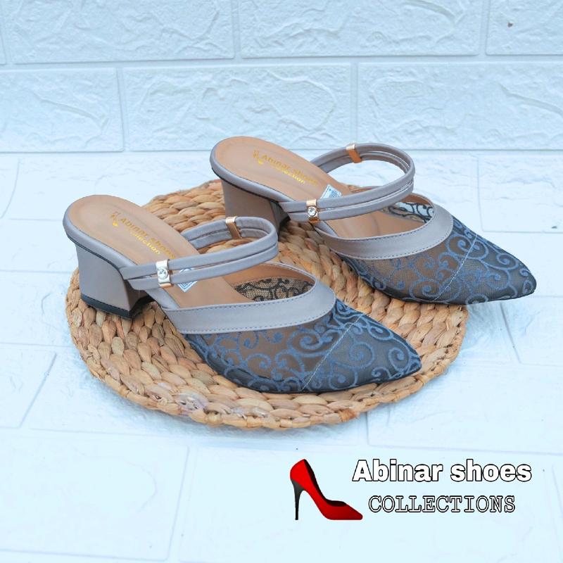 Wedges flat brukat/sandal wanita pesta hak 5 cm Shoes Sendal wanita clairine shoes ringan tan krem Modest Brown sepatu heels 3
