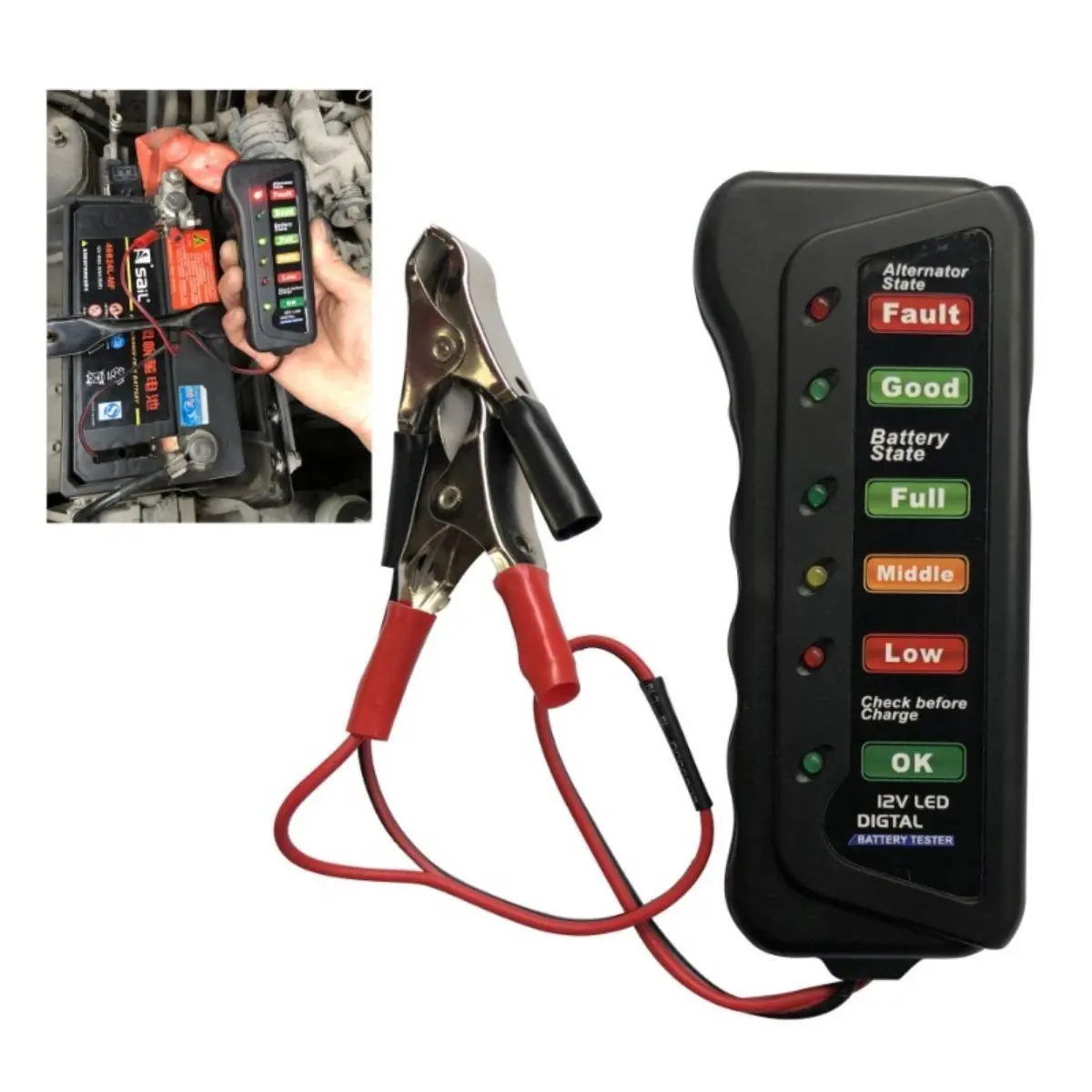 High-Efficiency 12V Car/Electric Vehicle/Motorcycle Battery Tester - Professional Battery Health Analyzer