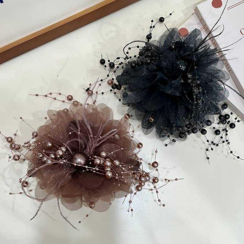 Product Introduction of Fashion Black Mesh Flower Hair Clip Women Shark Ponytail Clip Headdress Temperament Flower Hair Claw Headwear 17