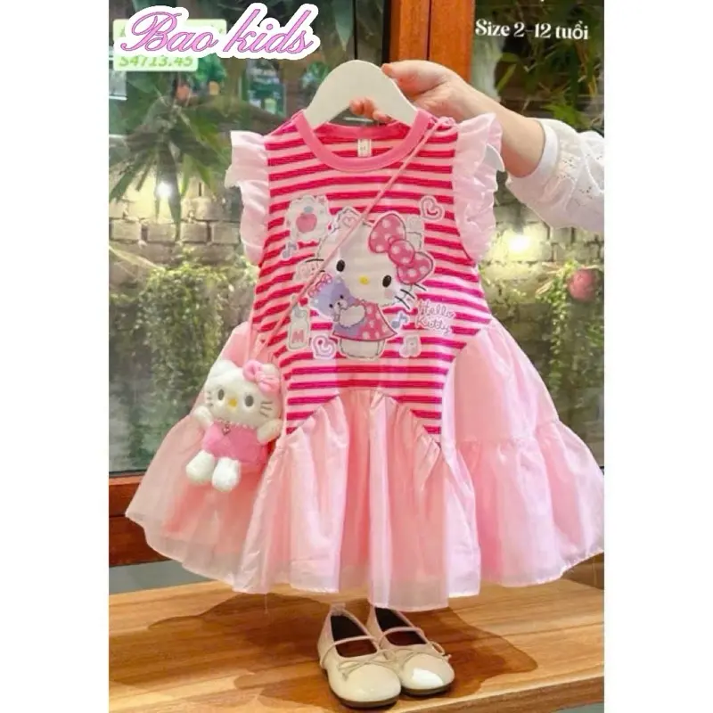 Váy kẻ hello kytty không kèm gấu 10-30kg